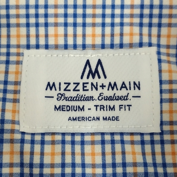 Mizzen+Main Men's Checkered Trim Fit Long Sleeve Button Down Dress Shirt Sz M - Picture 9 of 12